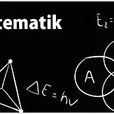 A chalkboard features the word Matematik alongside various mathematical formulas and diagrams.