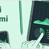The Turkish text Veri Bilimi appears alongside tablets displaying data charts with hands touching the screens.